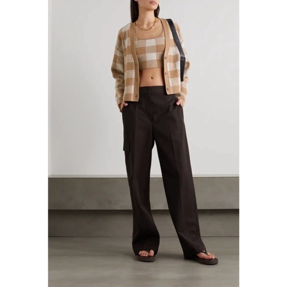 Reformation Fonte Plaid Tank And Cardi Set in Gossamer/Camel Check - Picture 4 of 13